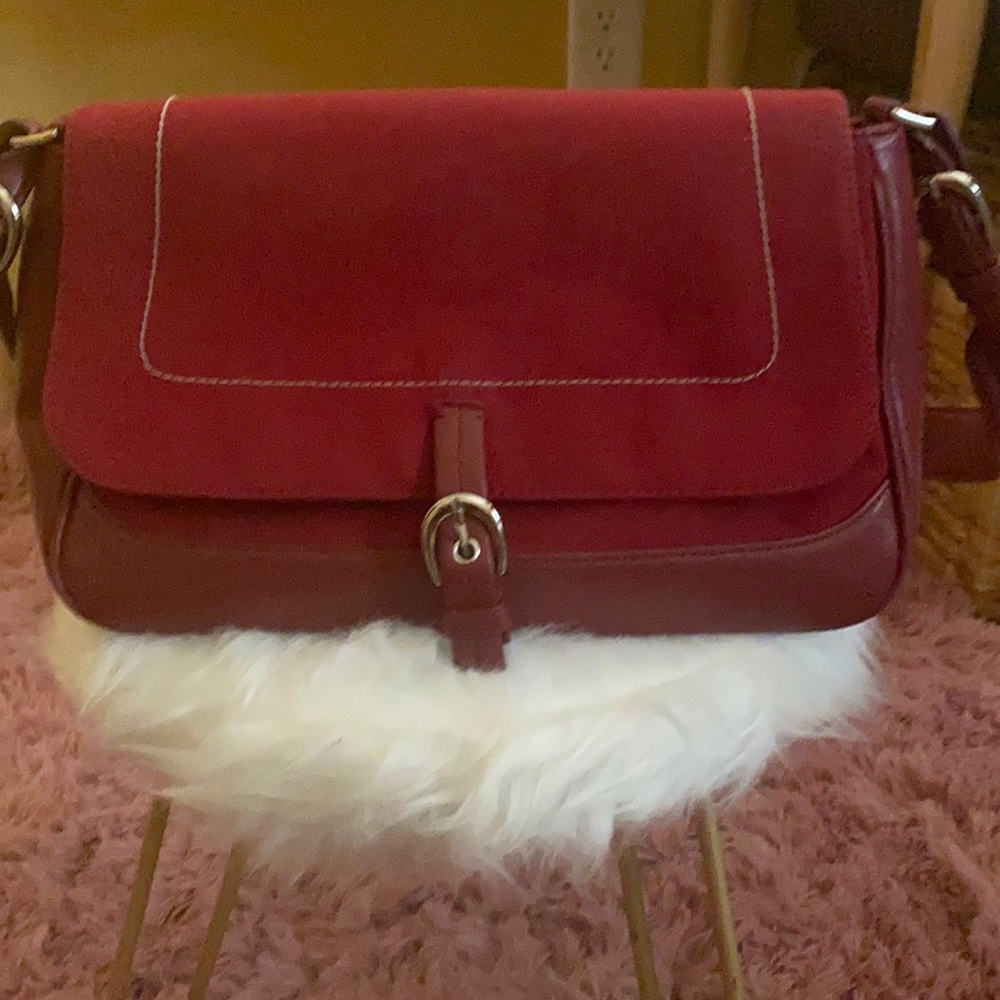 Red DKNY Nylon Bag w/ Leather Trim